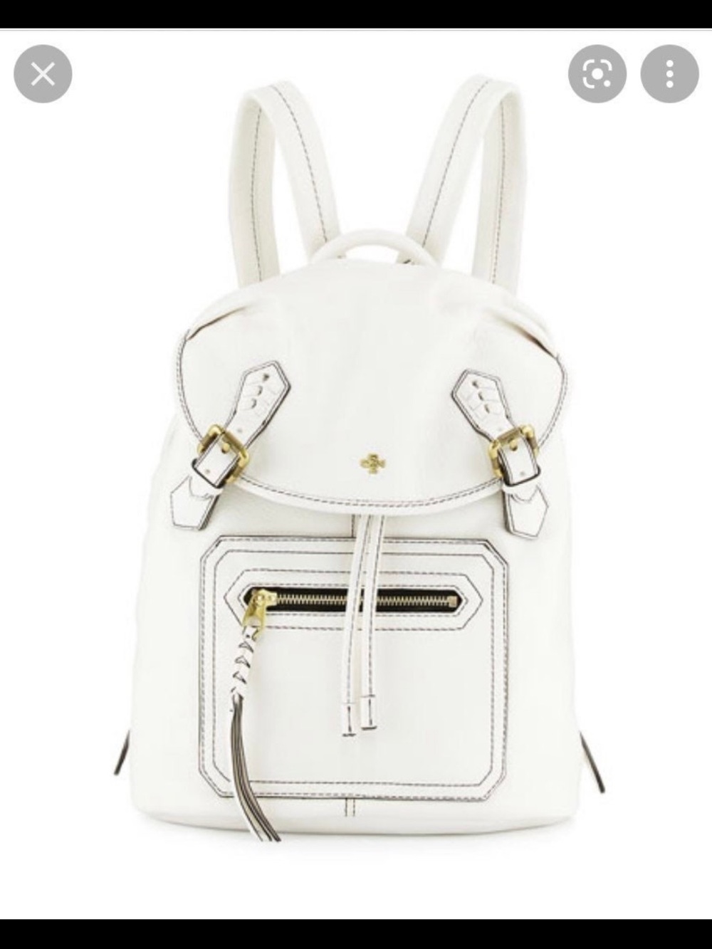 orYANY White Leather Backpack with Front Zip Pocket and Buckle Detail - Picture 8 of 9